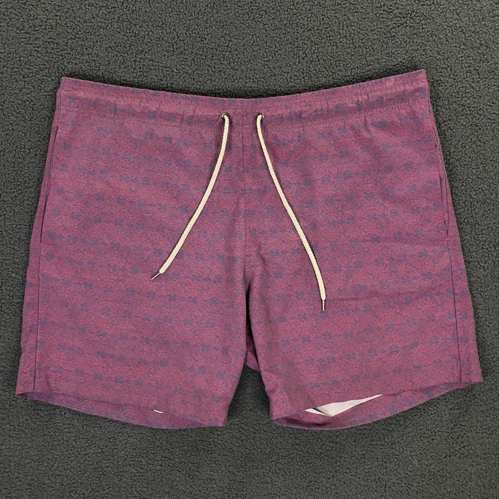 Faherty Swim Shorts Mens XL Mesh Lined Drawsting Board Foral Red Purple
